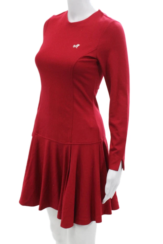 Monnalisa Girls Drop Waist Long Sleeve Mini Dress Red Size 12 - Image 2 of 4