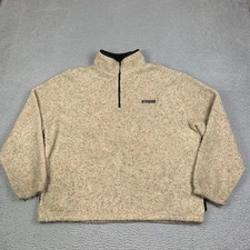 Vintage G Loomis Sweatshirt Mens XL Beige Deep Pile Sherpa 1/4 Zip Fishing USA