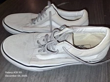 Women's Size 7.5 Boys Size 6 Vans Sneakers Old Skool Gray White