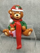 Vintage Plastic Teddy Bear Stocking Hanger Christmas Decor