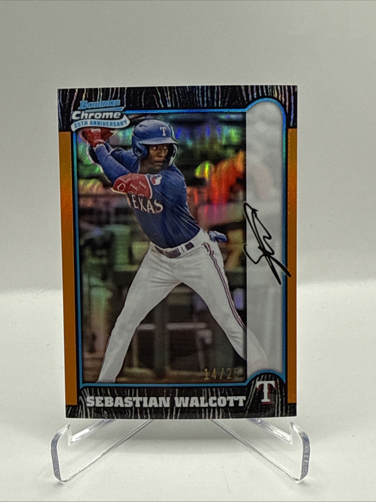 2024 Bowman Chrome SEBASTIAN WALCOTT 25th Anniversary Orange Refractor (RC) /25