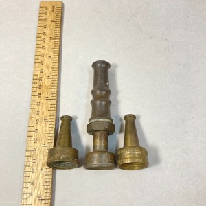 Vintage Brass Hose Nozzle 3 Pc for 1" Hose Adjustable Spray w/ 1 Royal USA