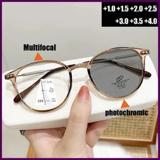 Smart Photochromic Reading Glasses Unisex Round Progressive Multifocal glasses