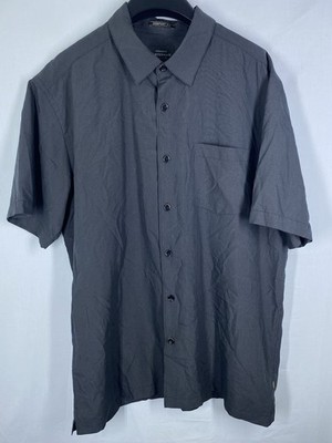 Quicksilver Waterman Shirt Mens Large Dark Gray Hawaiian Pocket Button Up Camp