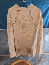 Vintage 1960 s-70s Suede Leather Floral Hand Tooled Cape Poncho Hippie