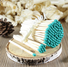 100 Turquoise Tip Wooden Matches- 7,5 cm 3 in , Candles  Wedding Decor