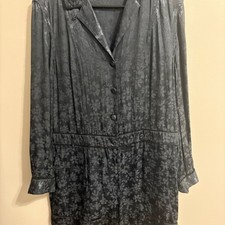 Rag Bone Jarvis Floral Jacquard Long-Sleeve Button-Front Jumpsuit Romper Size