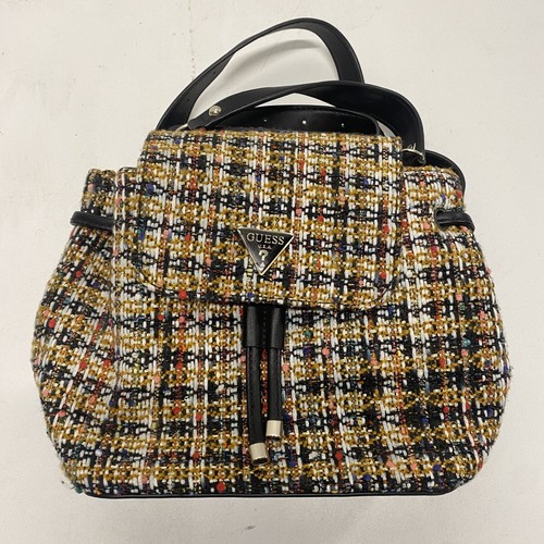 Guess Luxe Multicolor Tweed Backpack Purse Drawstring Shoulder Bag