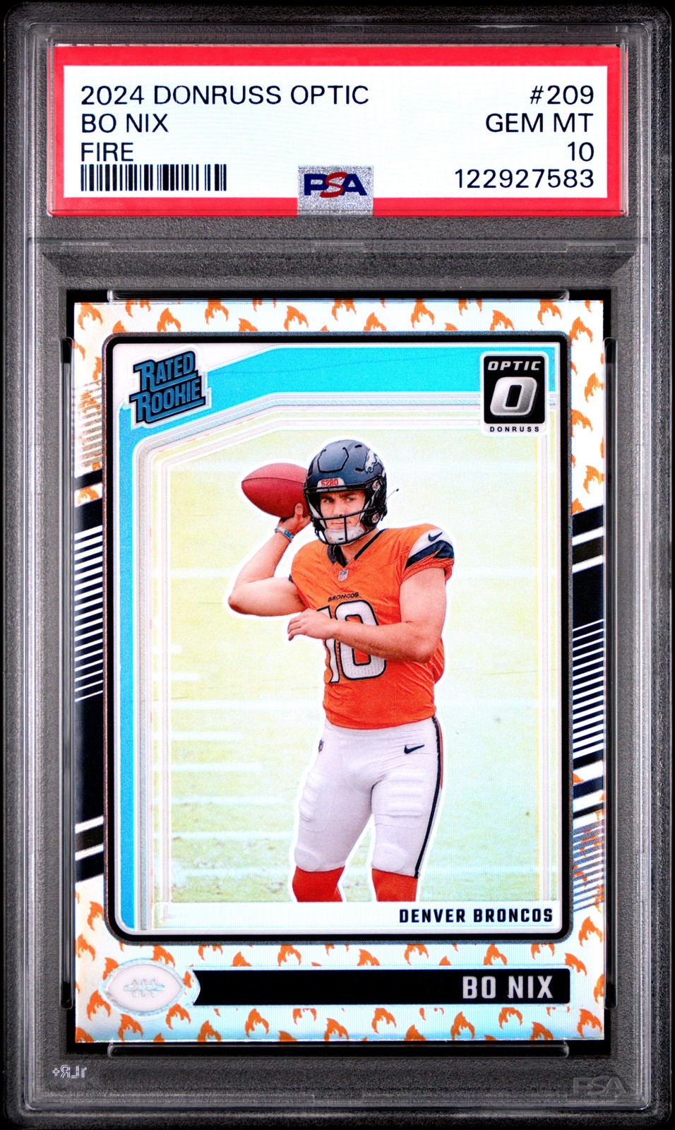 2024 Panini Donruss Optic #209 Bo Nix Fire PSA 10