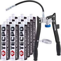 Tecpo Universal Mehrzweckfett 12X500G EP2 Lithium Fett Schmierfett + Fettpresse