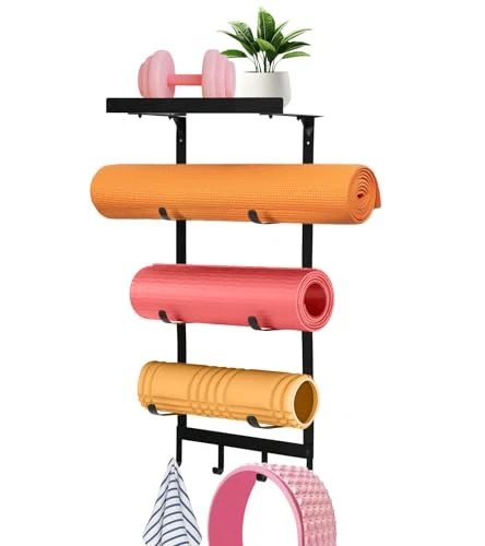 Yoga Mat Holder Wall Mount,Workout Storage Organizer for Home Gym Yoga Mat Holder Wall Mount,Workout Storage Organizer for Home Gym