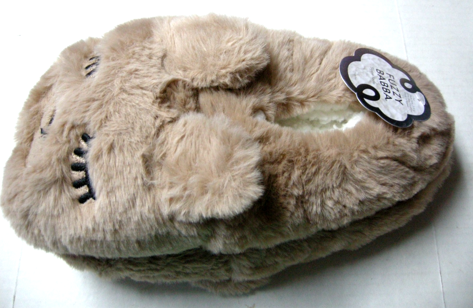Slippers, Ladies Brown Bear Plush By Fuzzy Badda, One Size (Shoe Size 7-9.5),New-image