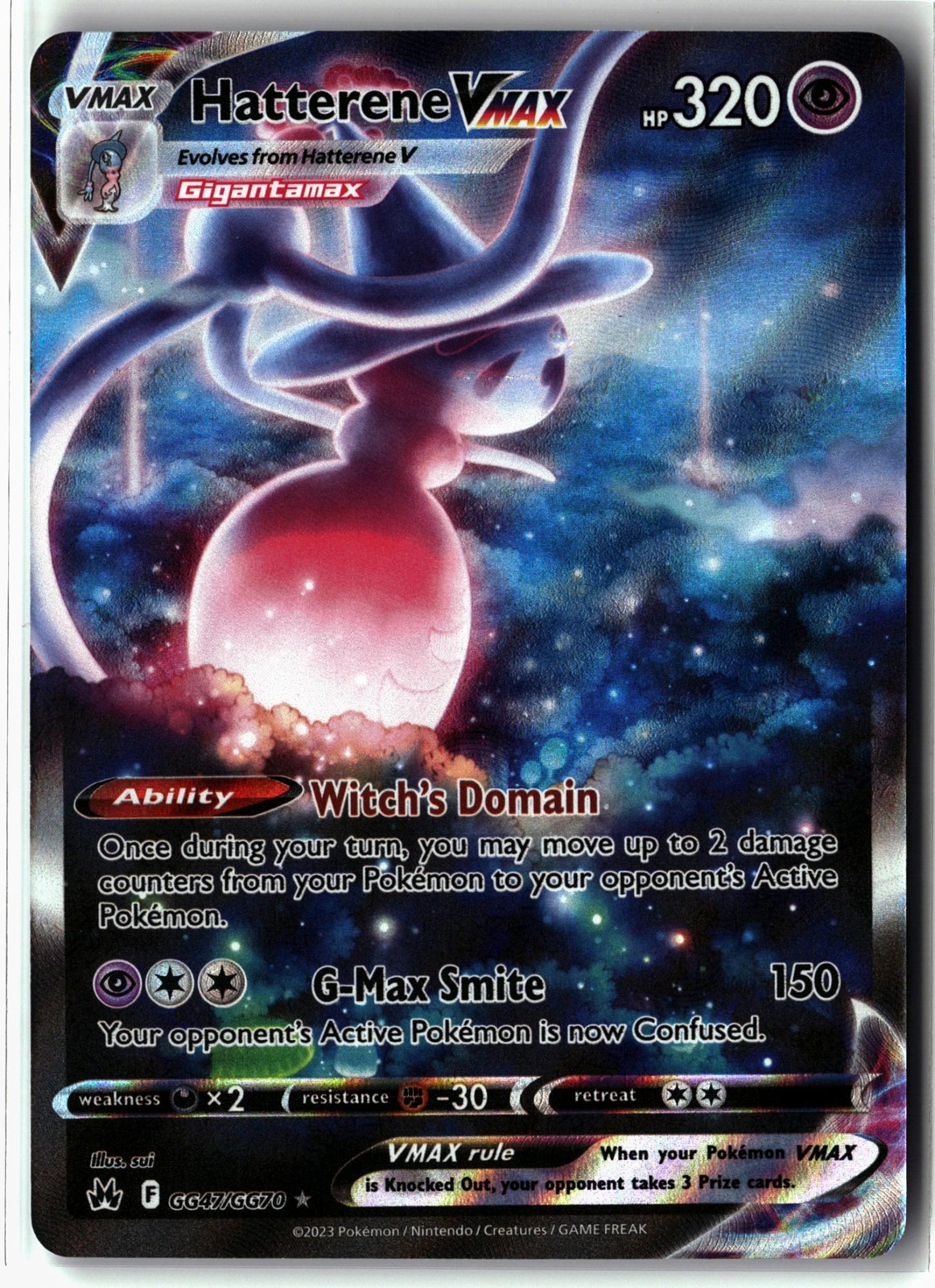 Hatterene VMAX ⭐️ GG47/GG70 Holo Crown Zenith Galarian Gallery Pokemon NM
