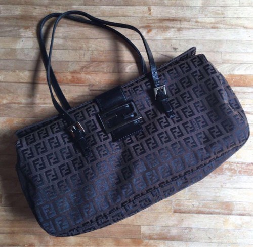 【Beautiful Condition】FENDI Mamma Baguette Zucca Zucchino Brown Handbag