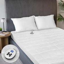 Sunbeam Electric Restful Heated Mattress Pad, 12 Heat Settings, Twin, White