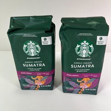 Starbucks Single-Origin Sumatra Dark Roast Whole Bean Arabica Coffee Lot 2x 