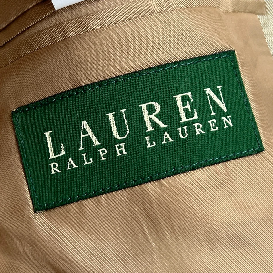 Blazer Lauren Ralph Lauren Para Hombre 38S Beige Lana y Seda Rayas Chaqueta Abrigo Deportivo Foto 4 de 4