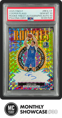 COOPER FLAGG PSA 10 2025 TOPPS FINEST ROOKIE AUTO YELLOW GEOMETRIC REFRACTOR /35