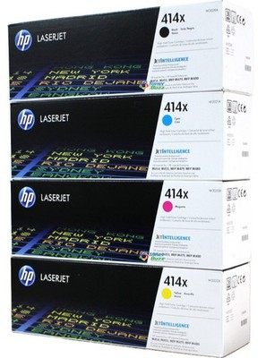 HP 414X Toner Set Black Cyan Magenta Yellow Genuine OEM High Yield 4-Pack W2020X