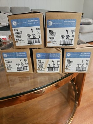 Lot of 5 Boxes GE THQB2120 Bolt-On Circuit Breakers 2-Pole 20A 120/240V (25...