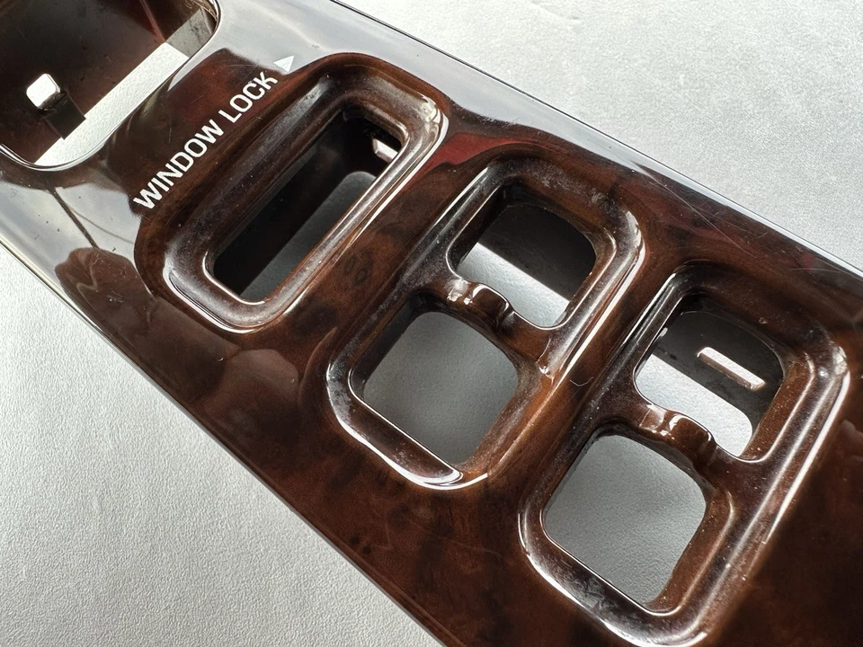 1998-2002 Lincoln Town Car Master Window Switch Driver Door  Bezel - Wood Trim - Image 3 of 4