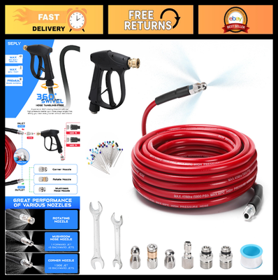 #ad #ad 50FT Sewer Jetter Kit for Pressure Washer Drain Cleaner Hose amp; Nozzles Waterpr $75.99