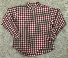 Ralph Lauren Shirt Men's XL Red Plaid Blake Button Up Long Sleeve Cotton VINTAGE