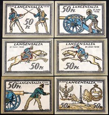 LANGENSALZA 1921  Soldier Series  Complete Notgeld Cannon Sword Rifle Helmet