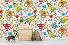 3D Rockets Robots Cartoon Pattern Wall Murals Wallpaper Murals Wall Sticker