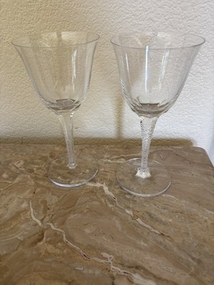 (2) Lalique Treves Clear Water Goblets 7 1/4  Tall