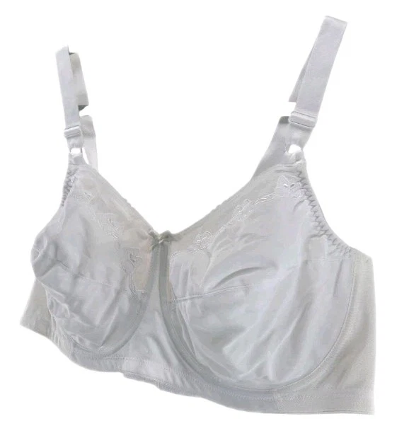Bali Flower Underwire Bra Unlined Full Coverage 48D White 0180 Comfort - Image 4 of 4