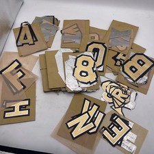 Lot décalcomanie vintage métal doré lettrage signe - lettres alphabet - frotter sur fenêtre