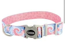 Coastal Sublime Adjustable Pink Tie Dye W/Pink Arrows Dog Collar Large NWT