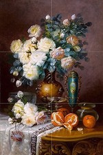 flowers roses fruits oranges Tile Mural Bathroom Wall Backsplash Marble Ceramic