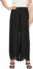 Alex Evenings Women's Wide Leg Dress Pant Small, Black Chiffon Tulip Hem 