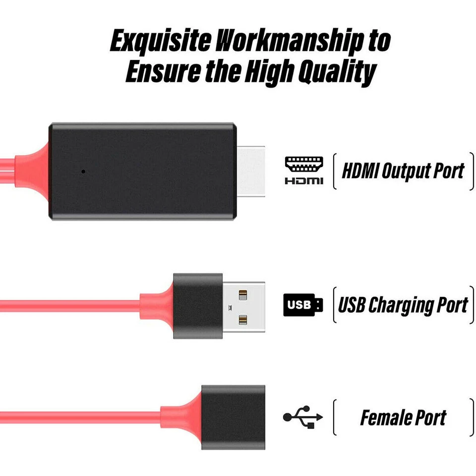HDMI Cable 1080P Phone to TV HDTV AV Adapter Universal For iPhone Android Type C - Image 3 of 4