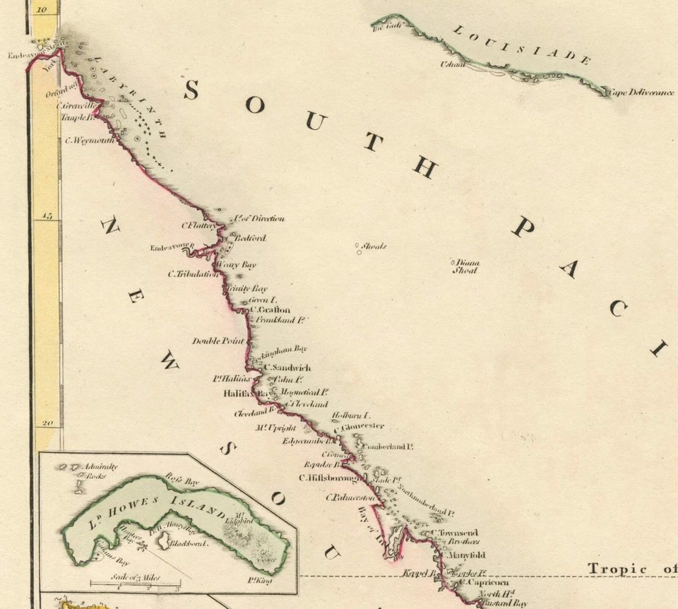 Antiguo "Un mapa nuevo y preciso de Nueva Gales del Sur" (Australia) Wilkinson, 1794 Foto 4 de 4