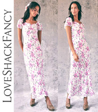 LoveShackFancy Madara 100% Silk On/Off Shoulder Dress in Trellis Cream sz L $595