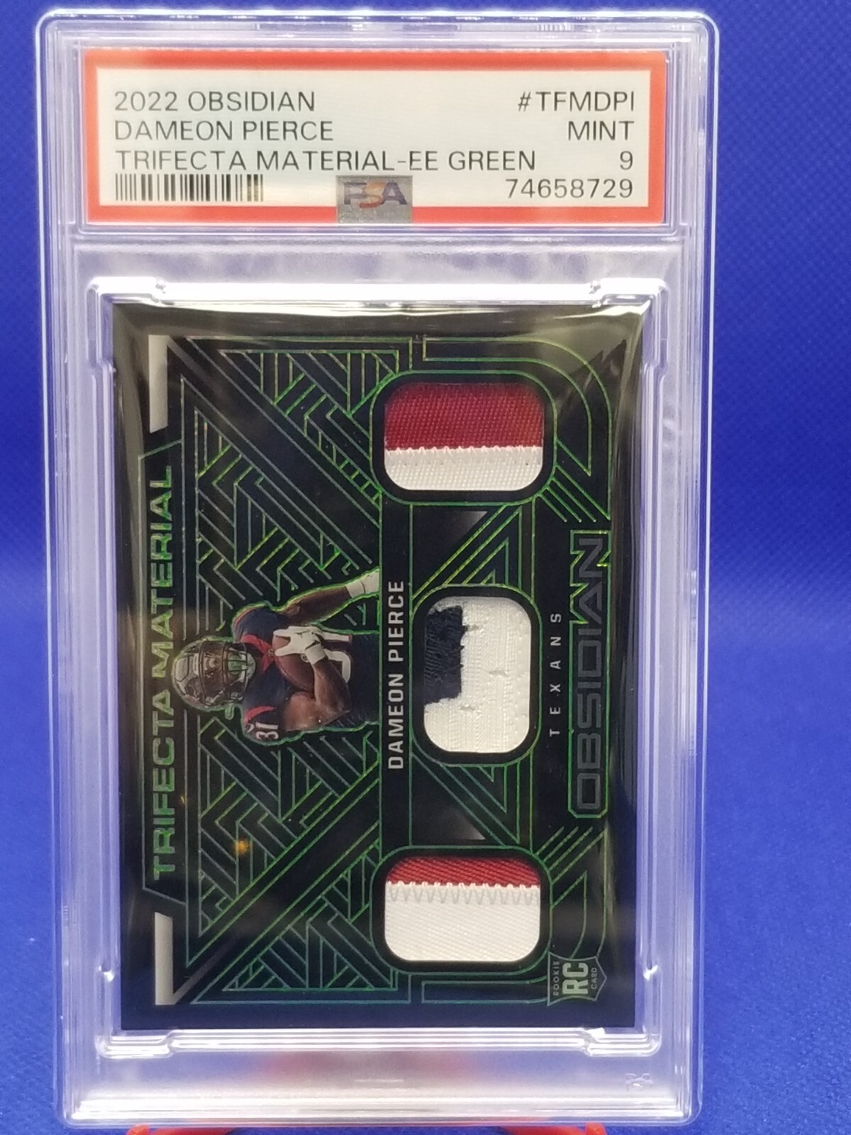 Dameon Pierce Panini Obsidian Trifecta Material #TFMDPI Base