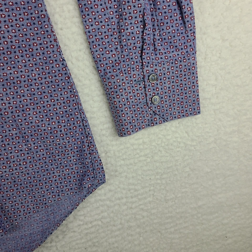 Zachary Prell Shirt Mens XL Blue Red Geometric Cotton Dress Button Down - Image 2 of 4