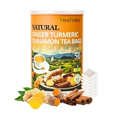 50 Premium Turmeric Ginger Cinnamon Tea Bags|  Natural Ginger Tea Bags| Pure Tur