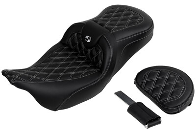 Saddlemen 808-07B-182B5 Roadsofa Seat - Driver Backrest & Silver Stitching