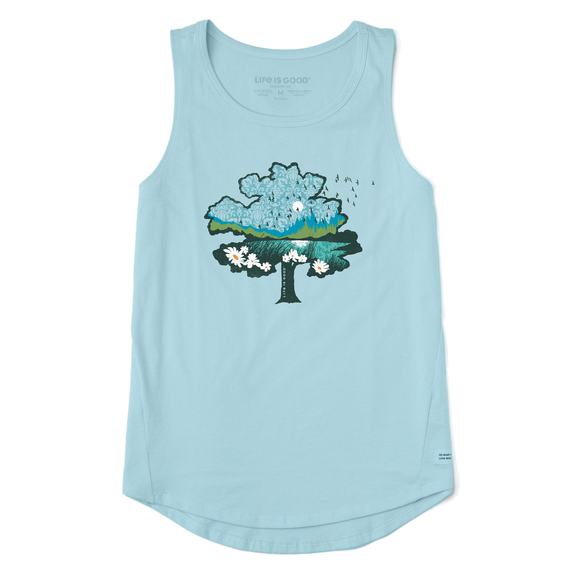 T-shirt donna Life is Good taglia grande frantoio verde blu