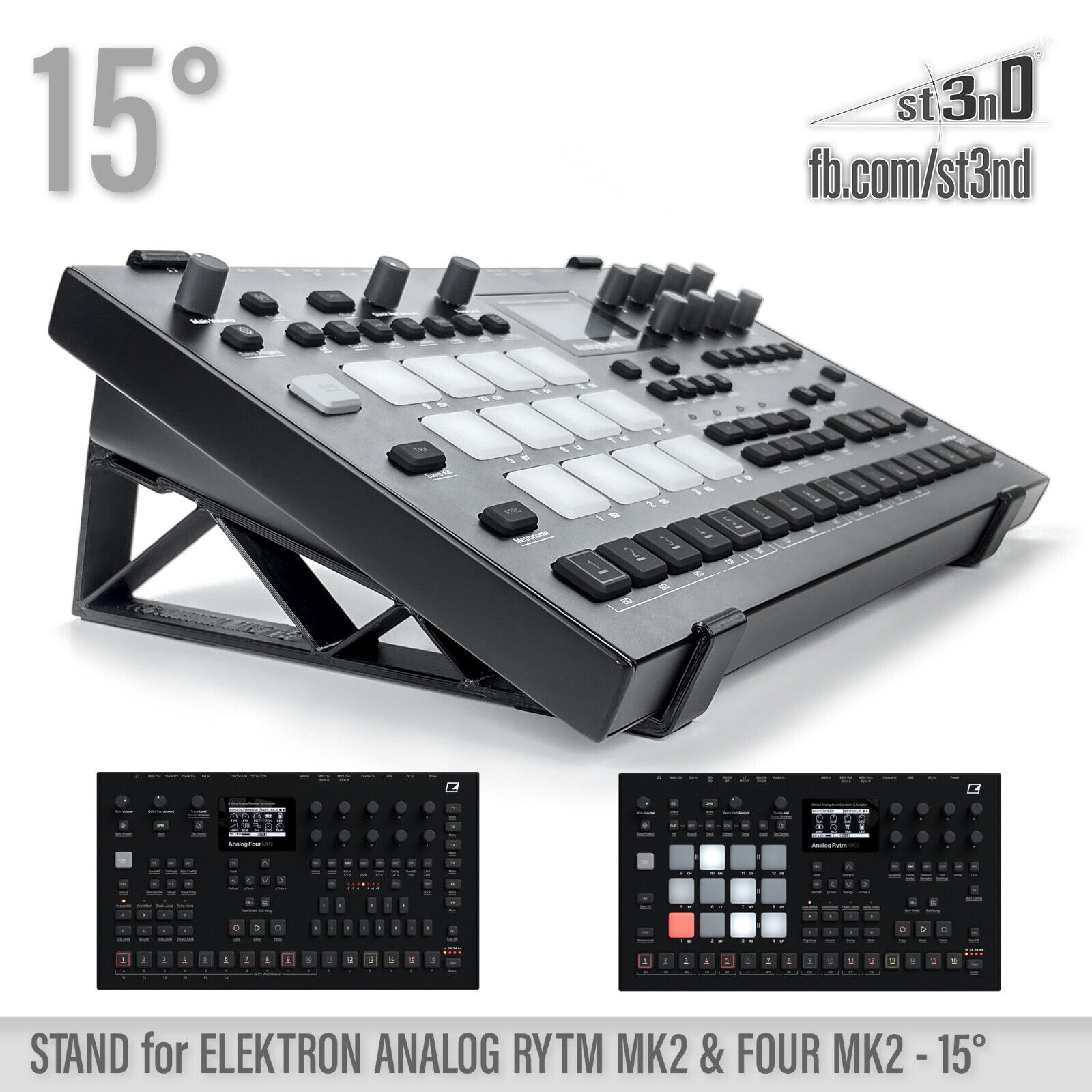 STAND for ELEKTRON ANALOG RYTM MK2 & FOUR MK2 - 15° 3D Printed