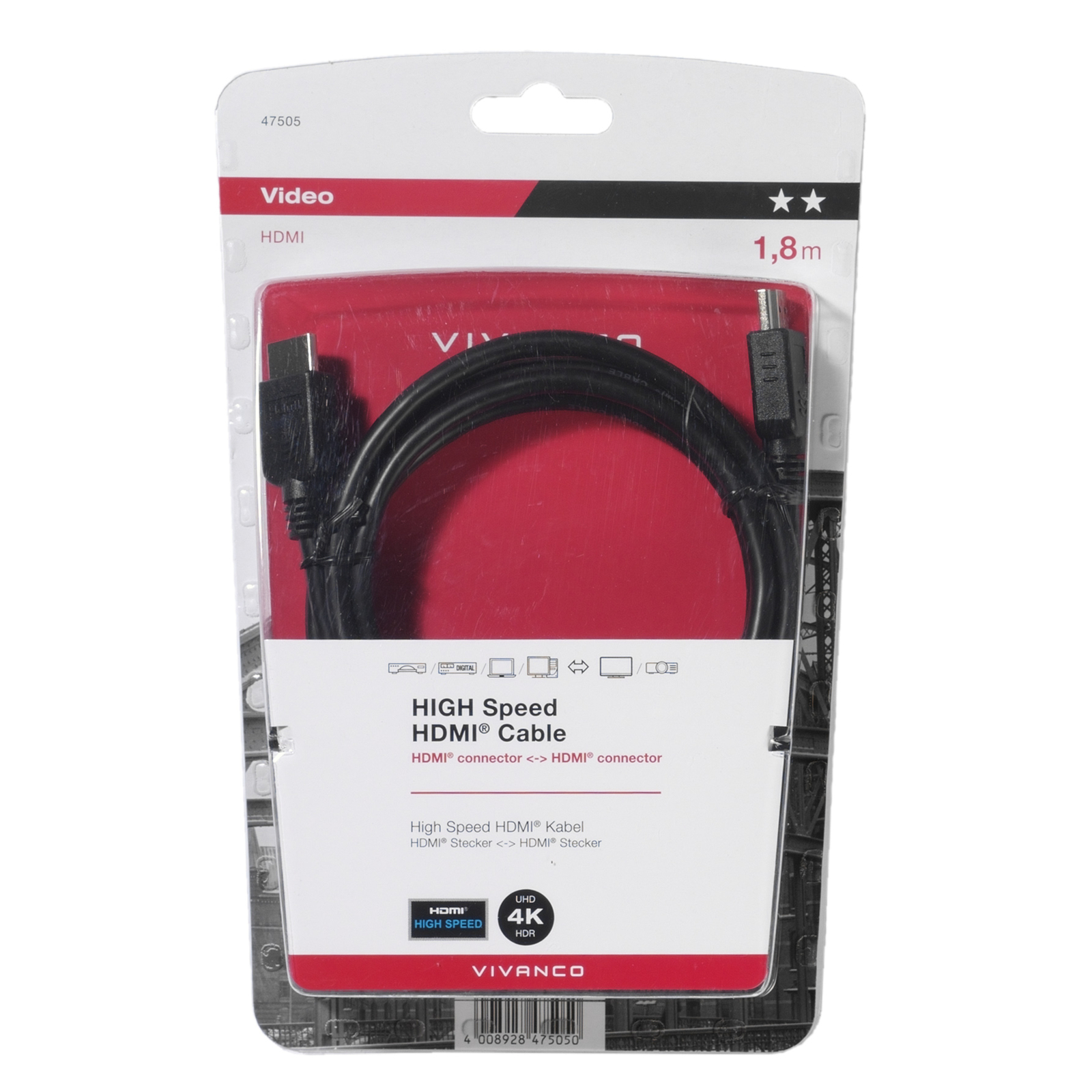 Thumbnail - Vivanco Premium High Speed Hdmi Kabel, Mit Ethernet, 4k Für Maximale