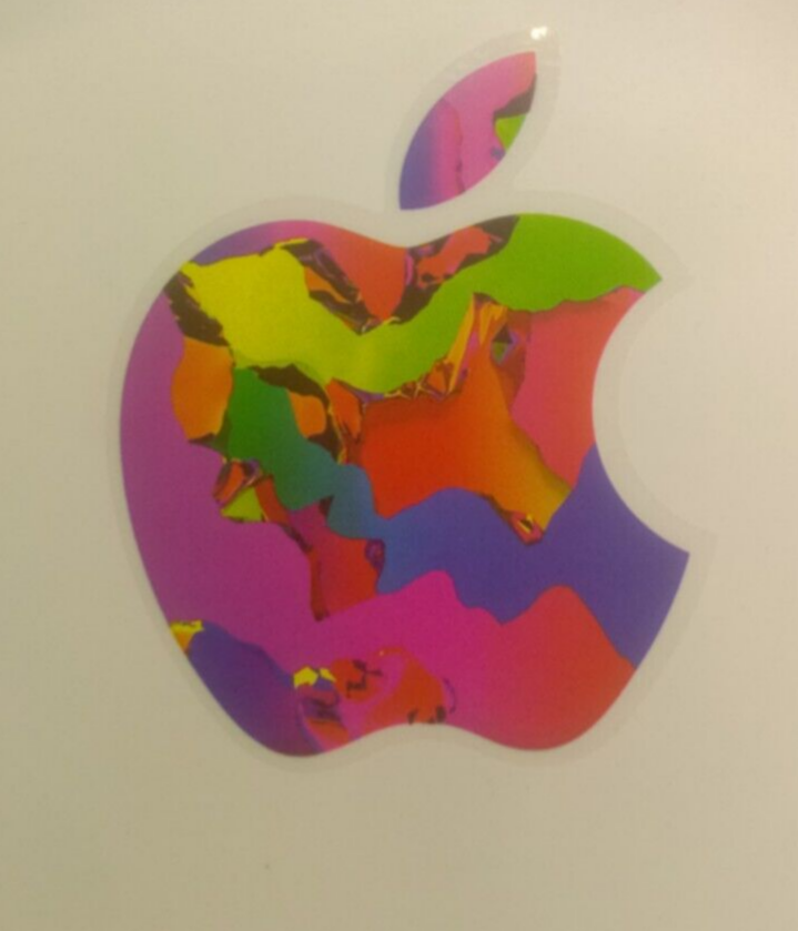 4 Genuine Apple Logo Stickers Different Patterns Used Gift Card Decals ...