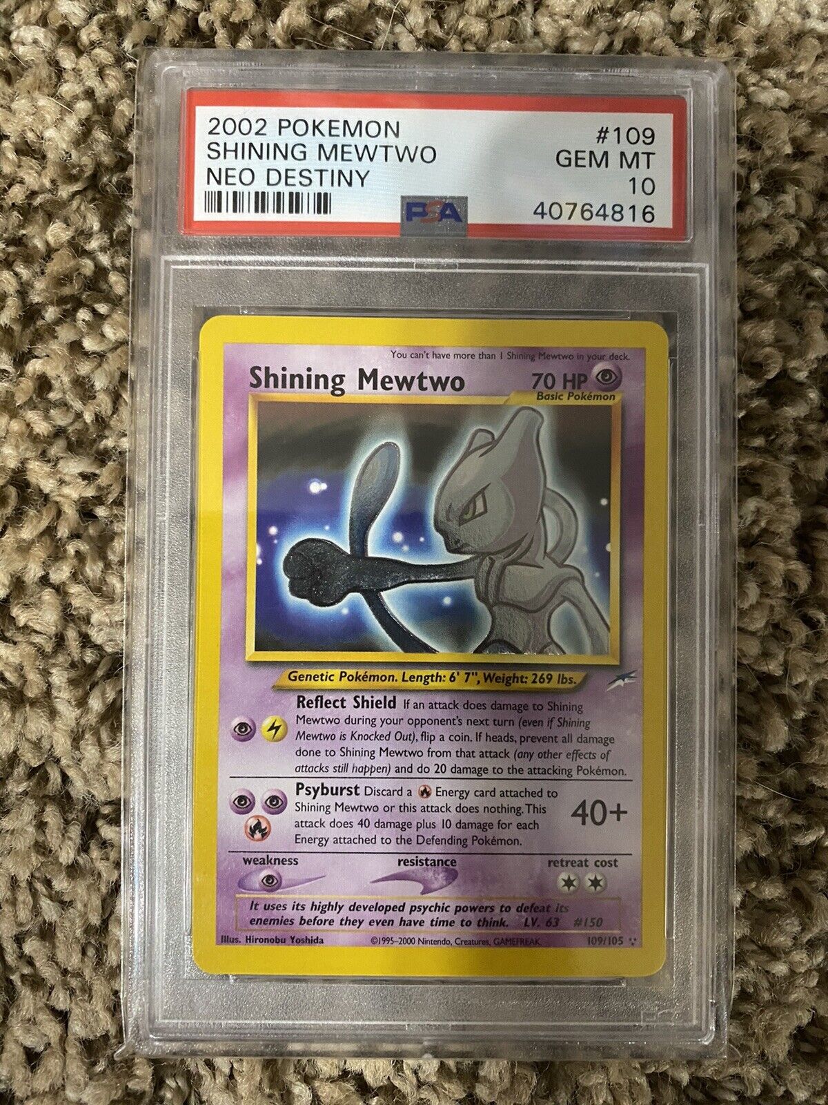 Pokemon Neo Destiny 1st Edition Shining Mewtwo 109/105 PSA 9 *987