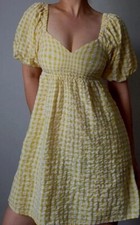 Old Navy Women's Fit & Flare Puff Sleeve Seersucker All Day Mini Swing Dress! S