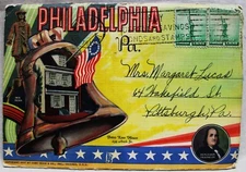 PHILADELPHIA PENNSYLVANIA  SOUVENIR POSTCARD FOLDER ALBUM OF 18 COLOR VIEWS 1937