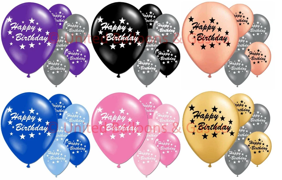 Tri Happy Birthday Party Celebration Latex Printed Balloons Decorations 10 Pack